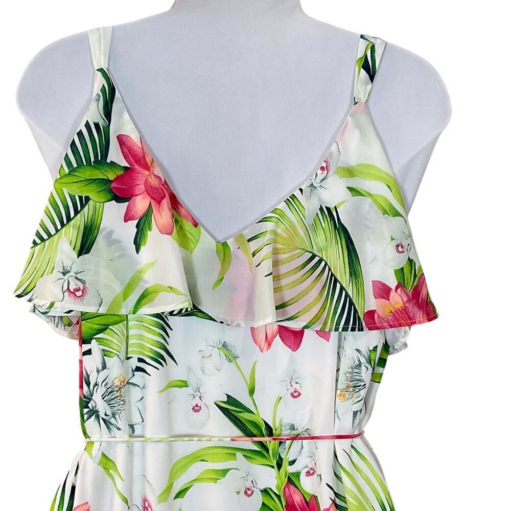 Tommy Bahama Grand Grove Sleeveless Maxi Dress Tropical Ruffled Tie Cord Belt Sm - Picture 7 of 10